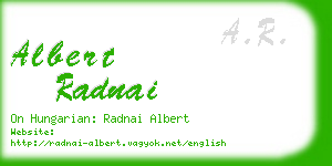 albert radnai business card